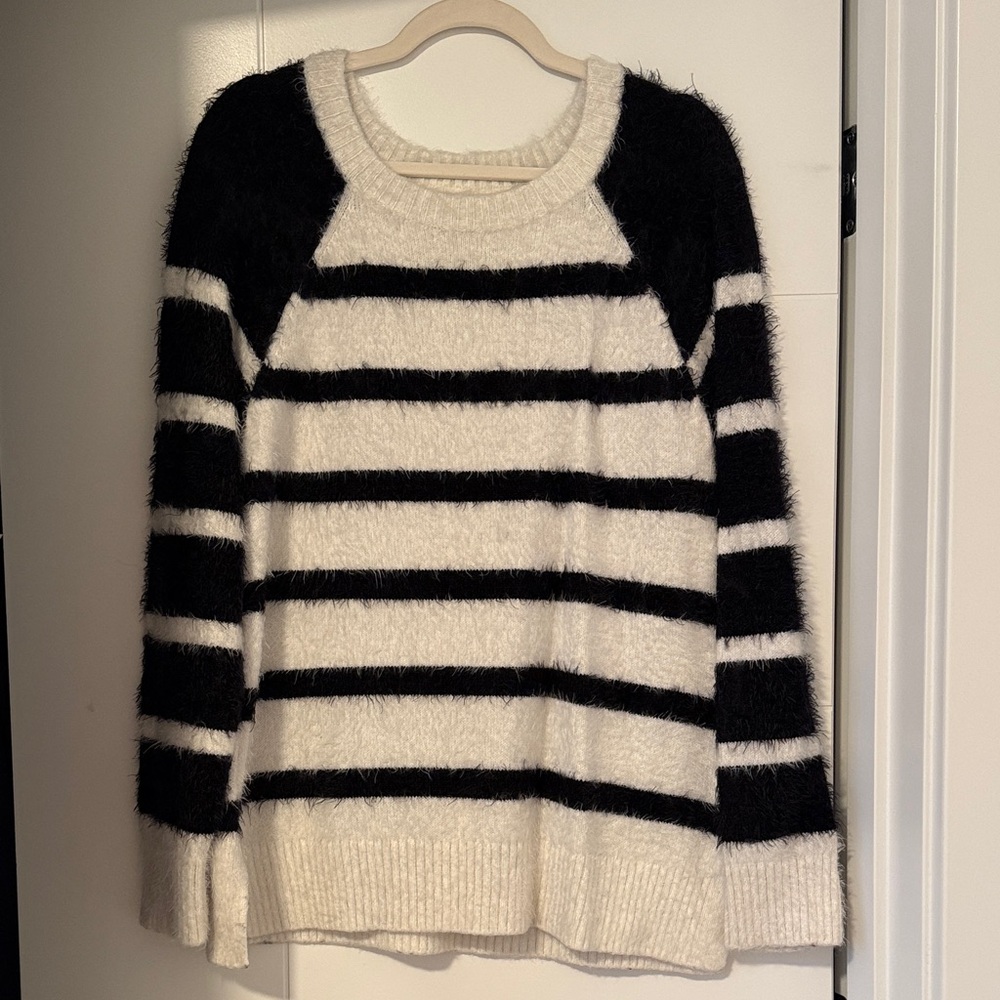 LOFT Black and White Striped Sweater